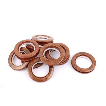 Bathroom Shower Window Curtain Marble Pattern Ring Hook Brown 10Pcs