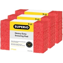 Scouring Pad Non-Scratching Scrubber Non-Scratch Cleaning Scrub Pads Heavy Duty Scouring Pad Reusable Kitchen Scrubbing Pad Pack of 9 Red, by Superio