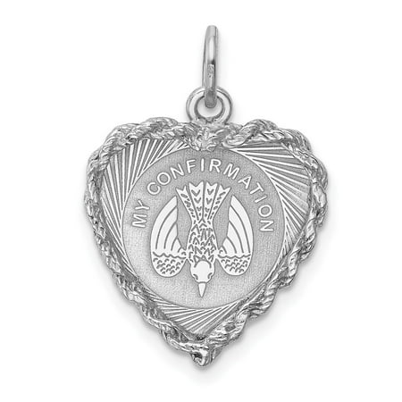 Diamond2Deal 925 Sterling Silver Rhodium-plated My Confirmation Disc Charm for Women (L-19 mm, W-16 mm)