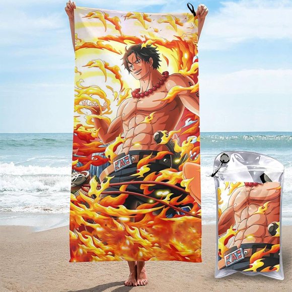 Oversized Super Absorbent Bath Towel Quick Dry Microfiber Towel One Piece Portgas D Ace Fashion Beach Towel for Women Men Adults Camping,Travel,Sports,Beach,Swimming
