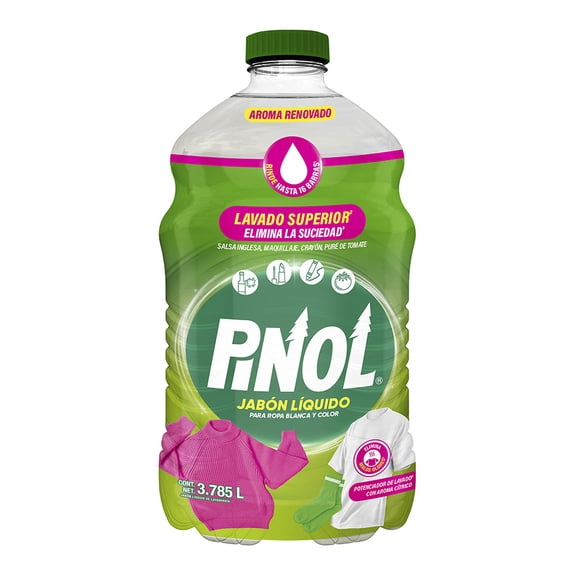 Jabón líquido Pinol lavandería ropa blanca y color 3.75 l