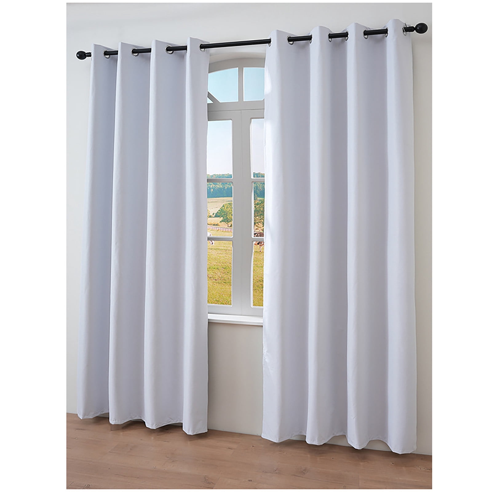 Linen Blackout Curtains 86 Inch Long 2 Panel Set Back Tab Thermal Insulated Light Blocking Curtain for Living Room Black Out Drapes for Bedroom Neutral Rustic Farmhouse 53x86 Length Green