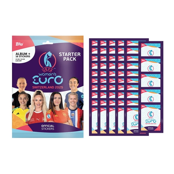 2025 Topps Women's Euro Stickers - 50 Packs & Mega Starter Pack Set (Album + 348 Stickers)