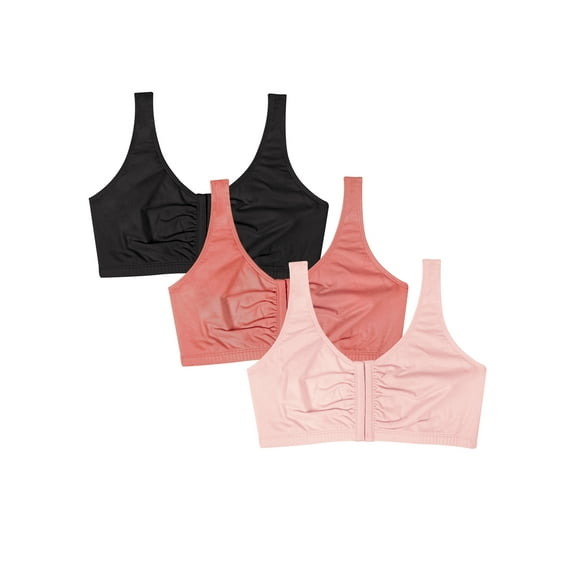 Fruit of the Loom Women's Comfort Front Close Sports Bra, 3-Pack, Style 96014D