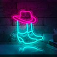 thumbnail image 1 of Letrero de neón Adnkwolivt con diseño de bota de vaquero, color rosa, regulable por USB, 1 of 8