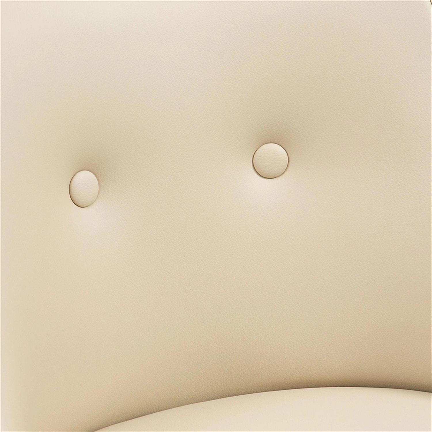 Demi Bonn Modern PU Leather Swivel Bar Stool Set of 4, Cushioned Bar Height Stool with Tufted Back and Solid Wood Legs for Kitchen, Dinning Room, Beige