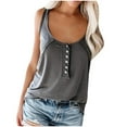 thumbnail image 2 of Summer Saving Clearance 2024! POTETI Womens Summer Tops Clearance Under $5 Gray Sleeveless Vest Casual Solid T-Shirt Button Tank Tops Shirt, 2 of 5