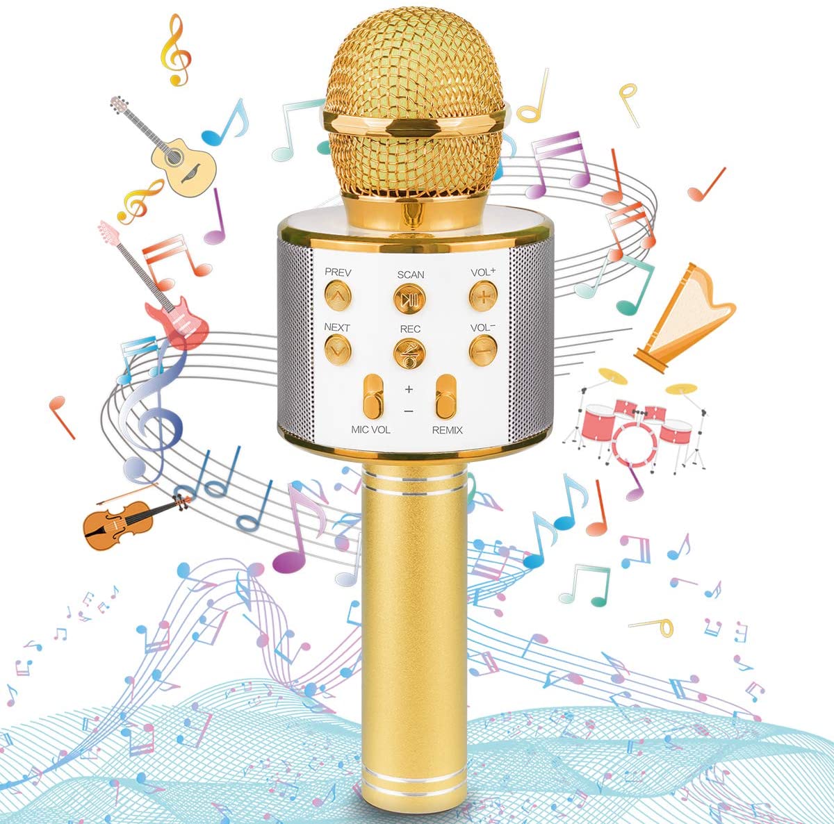 Bluetooth Wireless Karaoke Microphone for Kids, Hottest Birthday Presents Toys for 9 10 11 12
