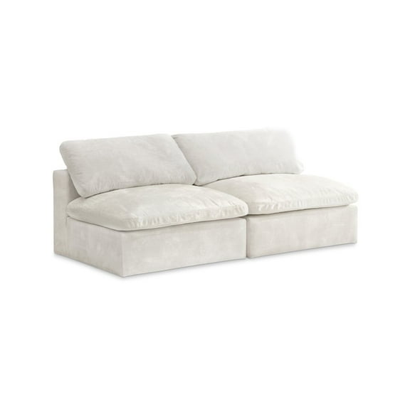 Meridian Furniture Cozy Cream Velvet Modular Armless Loveseat
