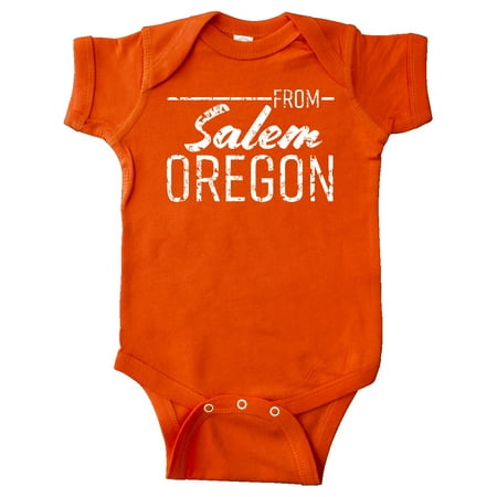 

Inktastic From Salem Oregon in White Distressed Text Gift Baby Boy or Baby Girl Bodysuit