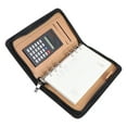 thumbnail image 2 of MasteelfCA PU Leather Cover A6 Zipper Notebook Loose-Leaf Business Notepad With Calculator (Red), 2 of 7