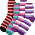 thumbnail image 2 of Women's Super Fuzzy Crazy Colorful Fun Cute Cozy Striped Socks - 4 Pairs - Assortment S0-4, 2 of 5