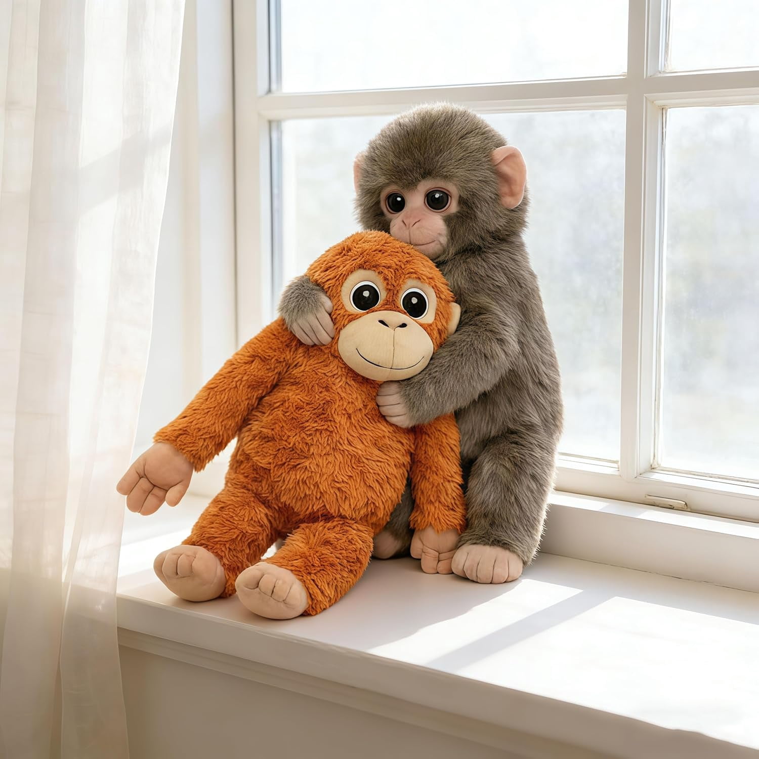 Punch Monkey Plush, Orangutan Plush with Baby Monkey Soft Toy, Washable & Safe for Fans, Realistic Soft Cuddly Monkey Toy