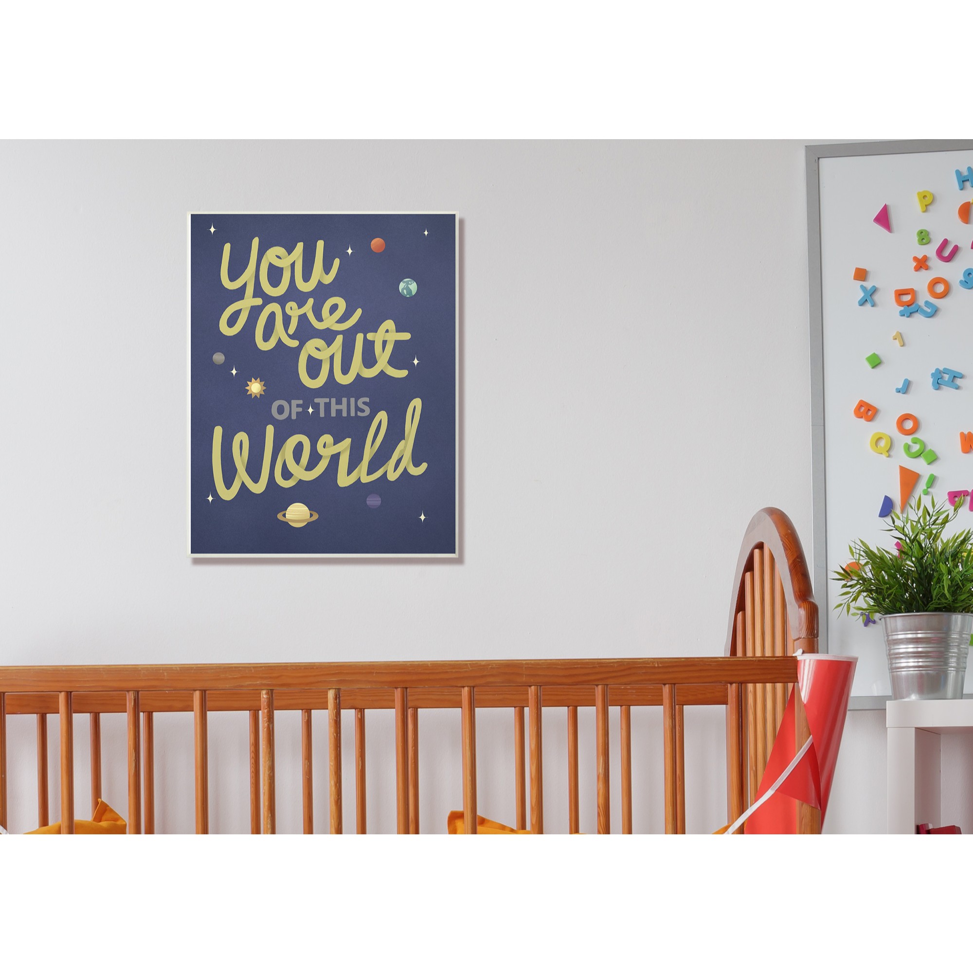 The Kids Room by Stupell Out Of This World Space Planets Typography Oversized Wall Plaque Art, 12.5 x 0.5 x 18.5