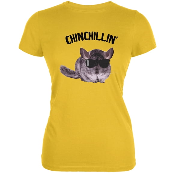 Chinchillin Chinchilla Bright Yellow Juniors Soft T-Shirt - Medium