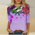 thumbnail image 2 of JGNGSHN Womens 3/4 Length Sleeve Tops Comfy Crew Neck Shirts Trendy Carnival Blouses, 2 of 5