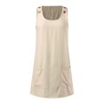 thumbnail image 5 of Wxolcjlv Striped Denim Overall Dress for Women Sleeveless Pocket Loose Casual Mini Jumper Dress, 5 of 6