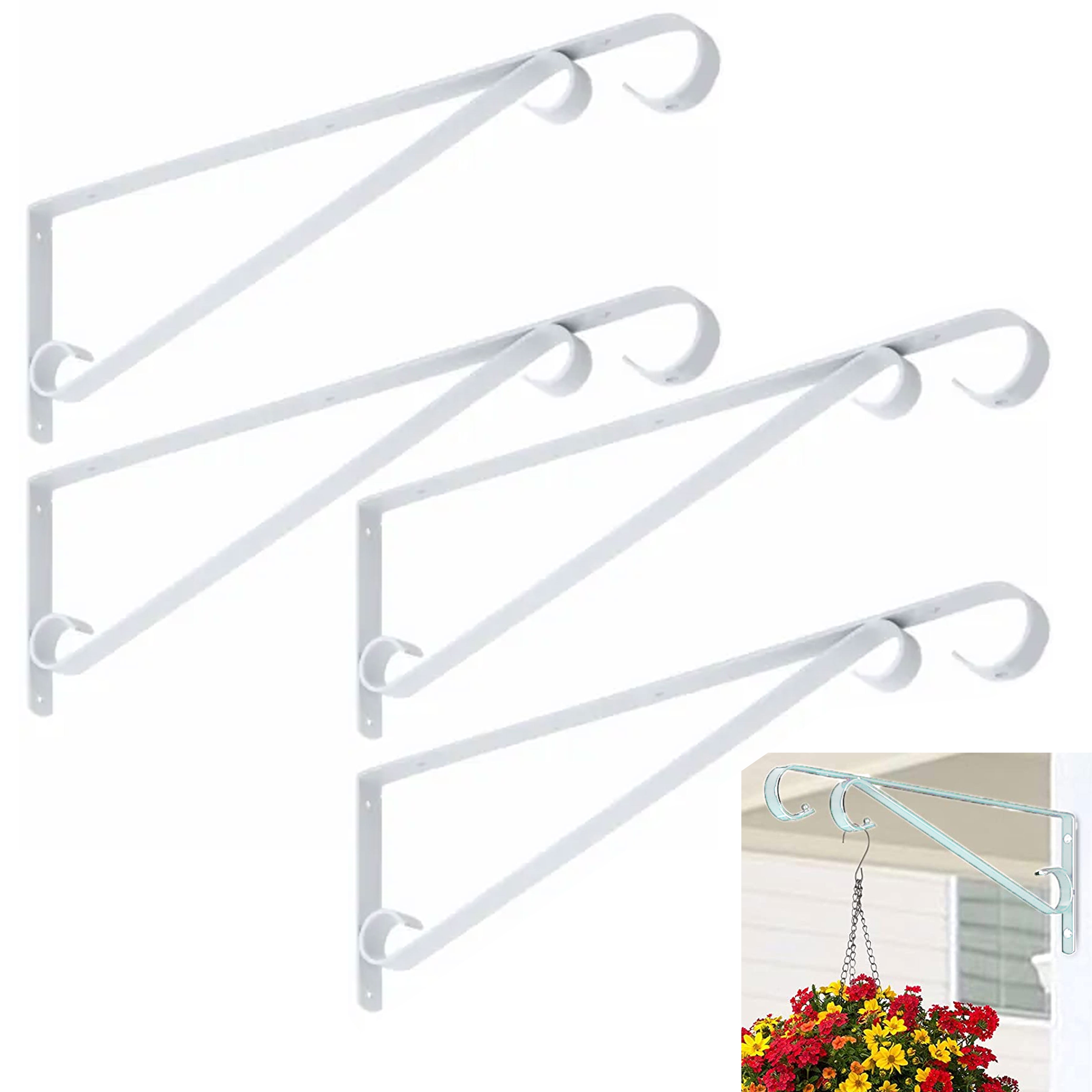 4 Pc Heavy Duty Plant Bracket Hanging Planter Garden Hangers Hooks w