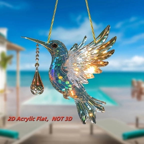 Diceymbol Acrylic Hummingbird Window Hanging, Stained Glass Art Decor, Home Car Ornament