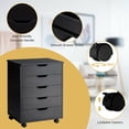 thumbnail image 5 of Costway 5 Drawer Chest Storage Dresser Floor Cabinet Organizer with Wheels Black, 5 of 11