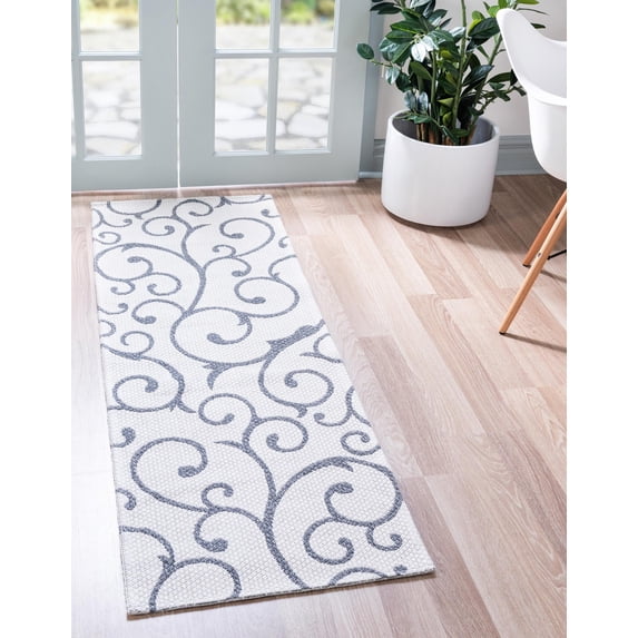 Rugs.com Georgia Collection Rug – 8 Ft Runner Ivory Flatweave Rug Perfect For Hallways, Entryways