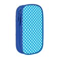 thumbnail image 1 of XMXY Gingham Blue Checkered Pencil Case Cute Aesthetic, Portable Pencil Bags with Compartments Zipper Blue, 1 of 7