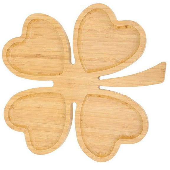 Toyvian Beige Four Leaf Clover Shape Plate for Storage Use with Handles Suitable for Indoor Outdoor Parties 10 Inch