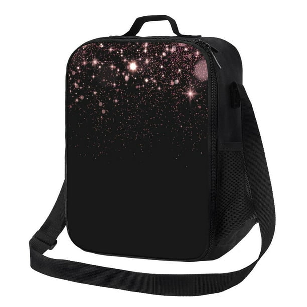 Fotbe Sparkling Pink Night Sky Lonchera Bolsa de Almuerzo para Hombres y Mujeres, Lonchera de Gran Capacidad, Bolsa de Almuerzo Reutilizable, Bolsa Térmica Aislante