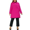 thumbnail image 3 of Agnes Orinda Women's Plus Size Winter Coats Notched Lapel Single Breasted Outerwear Elegant Long Trench Coat with Pocket 4X Hot Pink, 3 of 7