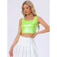 thumbnail image 3 of DARING DIVA Women's U Neck Sleeveless Clubwear Metallic Crop Top M Shiny Yellow, 3 of 5