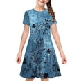 thumbnail image 5 of SGFCWSX Girls Short Sleeve Midi Dress Kids Casual Crewneck Print Flowy A-Line Dress for Spring Summer Beach Wear Multicolor Size 11-12 Years, 5 of 8
