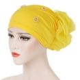 thumbnail image 4 of Mightlink Muslim Women Faux Pearl Flower Hat Hijab Hair Loss Head Scarf Turban Cap Wrap, 4 of 7