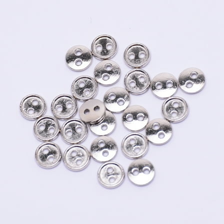 100pc Alloy Mini Buttons 2-Hole Flat Round Cadmium Free & Lead Free Platinum 4x1.5mm Hole: 0.8mm