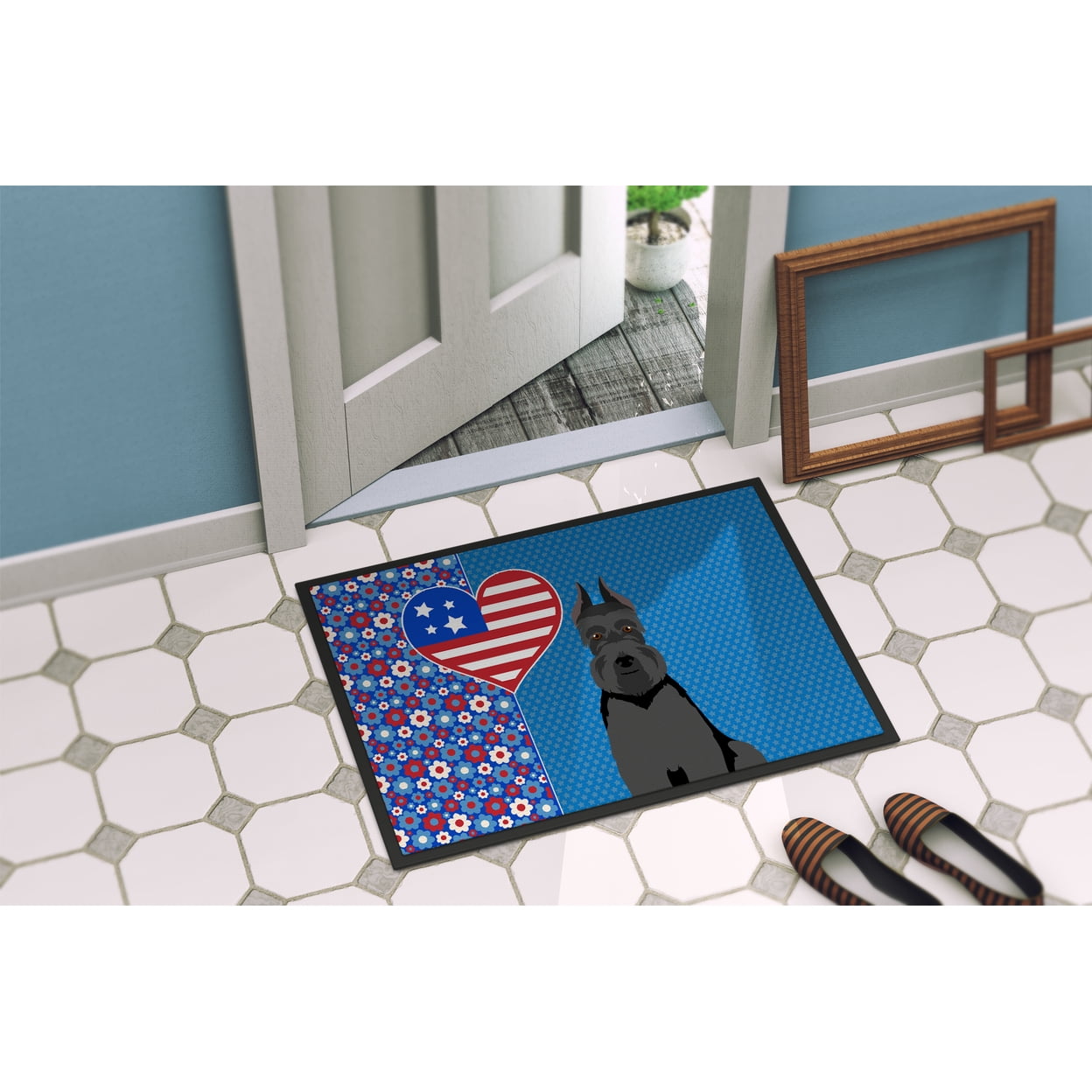 Black Schnauzer Indoor or Outdoor Mat 24x36 36 in x 24 in