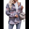 thumbnail image 1 of Chaqueta de Larga con Solapa Acogedora para Mujer, con Estampado Azteca Occidental y Bolsillos, Abrigo Informal y Cálido. Rosa Gris XL, 1 of 6