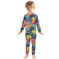 thumbnail image 3 of Dailycode Cotton Pajama Set Snug Fit Long Sleeve Top and Pants for 18M-8Y Happy Cats Faces, 3 of 7