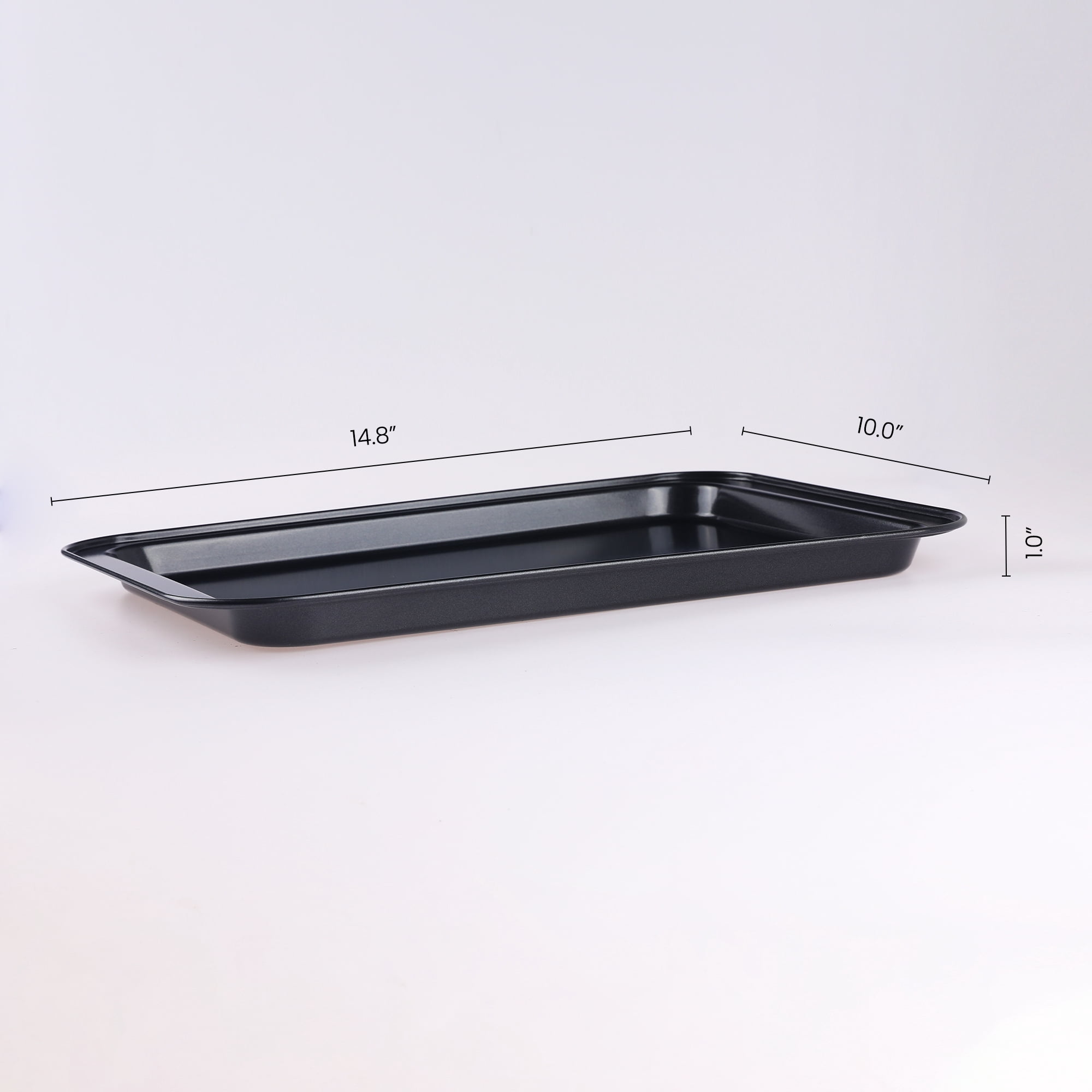 REGALWOVEN Baking Sheet Pan Set of 3, Rectangular Warp Resistant Nonstick Cake Pan, Large Thick Sheet Pans for Baking, Roasting Black 14.8*10*1in