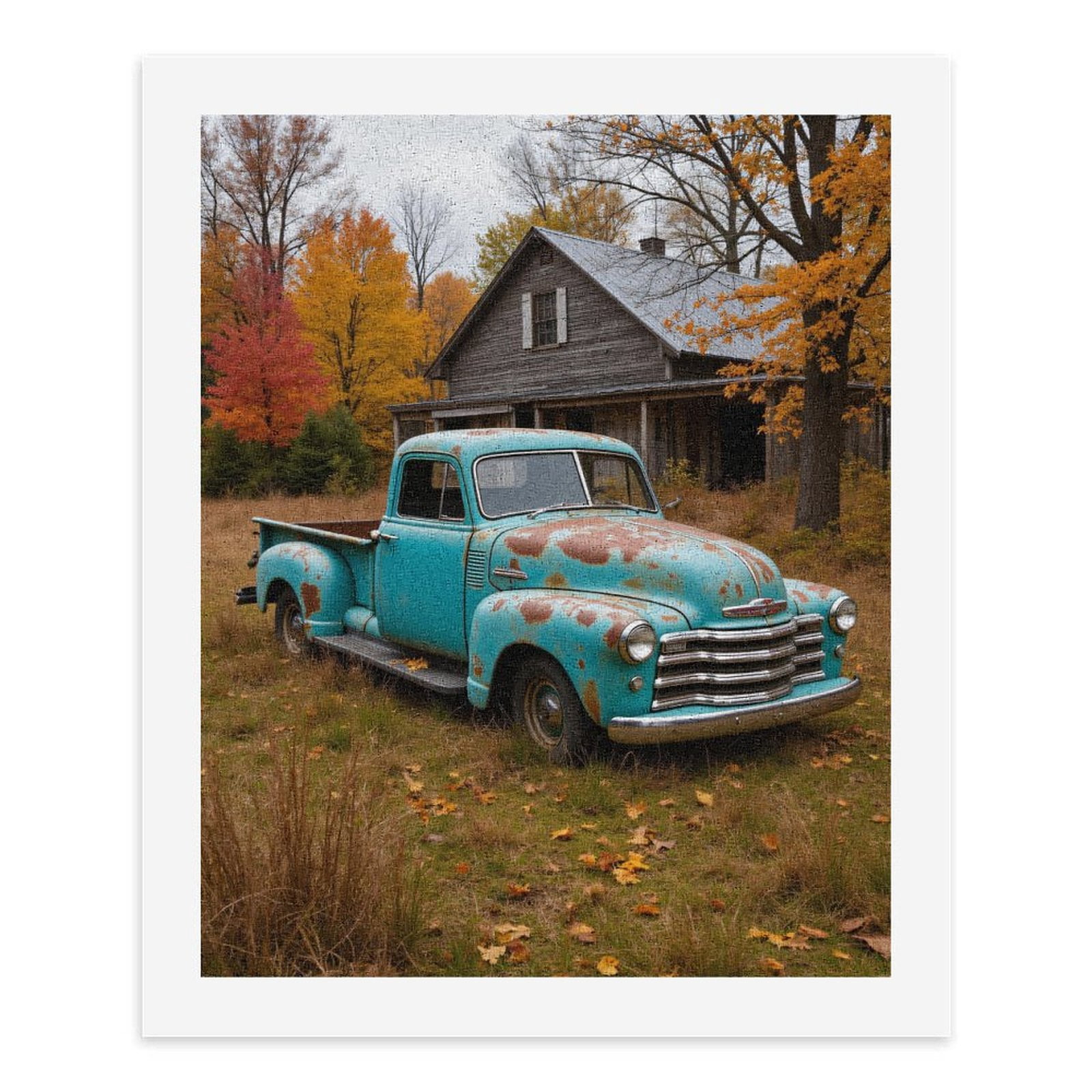 Paint By Numbers Kit for Adults Beginner - DIY Vintage Truck Autumn Scene Canvas Painting Kits for Adults, Frameless Paint By Number for Adults for Home Wall Decor 16x20 Inch