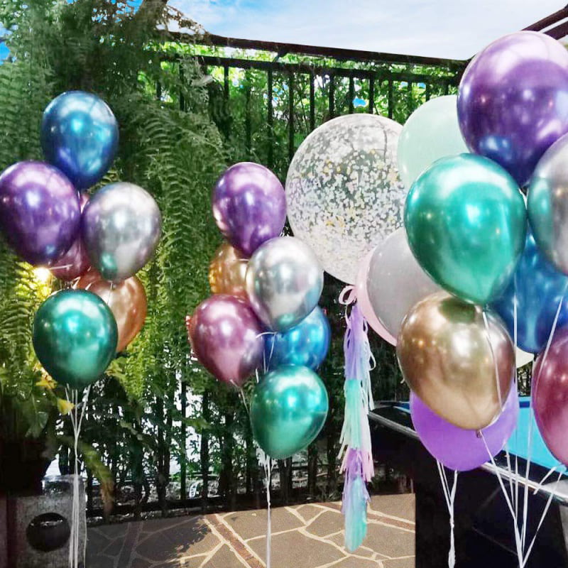 40X 12 " chrome heart metal  latex party birthday/ wedding air helium balloon