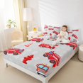 thumbnail image 4 of Feelyou Red Fire Fighter Twin Sheet Sets for Teen, Cartoon Truck Car Twin Fitted Sheet, Vehicle Theme Flat Sheet, Lightweight Room Decor, 3 Pieces, 4 of 7