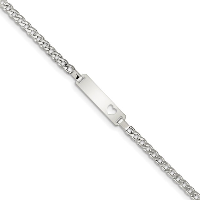 Sterling Silver Baby ID with Cut-out Heart Bracelet 6 Inch "Bracelets