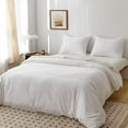 thumbnail image 6 of Egyptian Cotton Duvet Cover Full Size Sateen Weave, Silky Soft and Breathable Bedding Set with Zipper Closure, Long Staple Cotton Bed Linen Pure White 3Pcs (80"×90"), 6 of 9