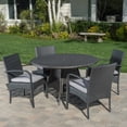 thumbnail image 6 of GDF Studio Portola Outdoor 28.5" 5-Piece Wicker Dining Set, Grey, 6 of 13