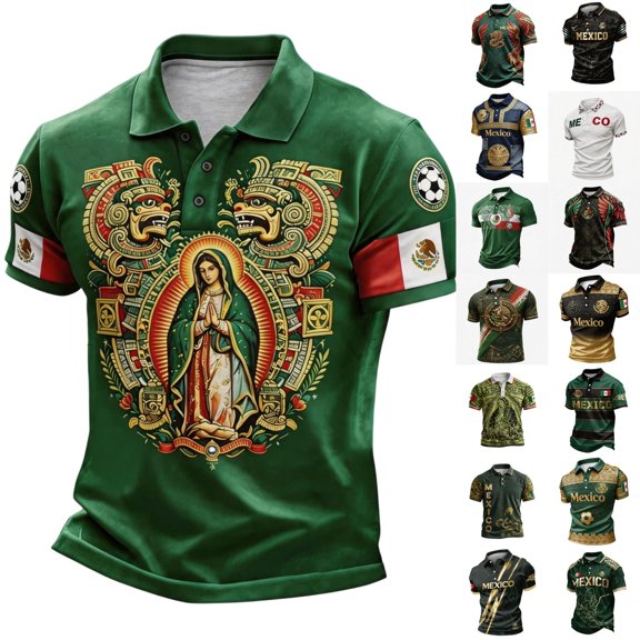 2026 New Mexico Soccer Jersey for Men Fans, Mexican Jersey Soccer T-Shirt, Jersey De Mexico Crew Neck Short Sleeve Football Apparel Outdoor Training Daily T Shirt for Adult