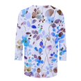 thumbnail image 4 of CYMMPU Tunic Tops 3/4 Sleeve Blouses for Women Dressy Casual Round Neck Summer Trendy Shirts Floral Printed Loose Fit Spring Tops Lightweight Basic Tees M, 4 of 5