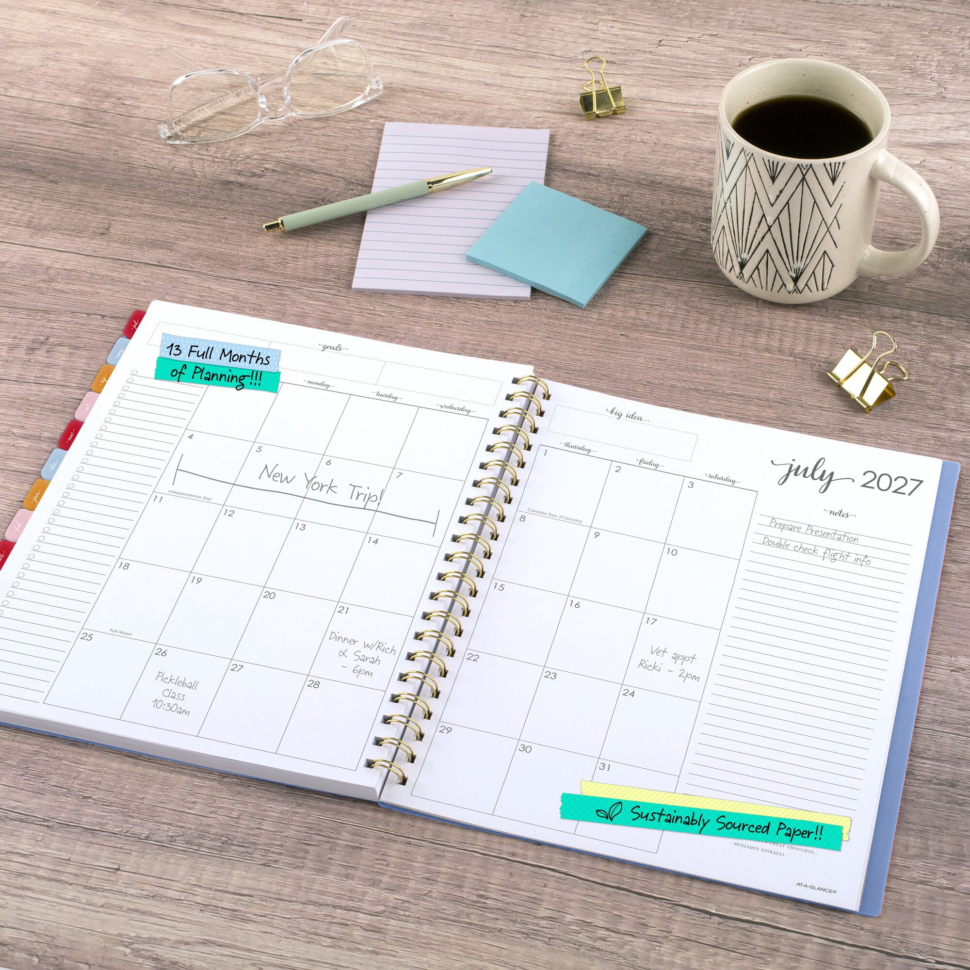 AT-A-GLANCE Harmony Academic 2026-2027 Weekly Monthly Planner Blue Aura Large 8