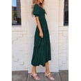 thumbnail image 4 of Vestido Midi PRETTYGARDEN Floral Verde con Cuello Cuadrado y Fruncido Talla S, 4 of 6