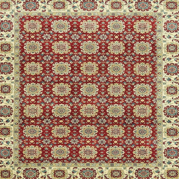 Ahgly Company Indoor Square Abstract Red Oriental Area Rugs, 7' Square