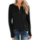 thumbnail image 3 of Tops básicos para mujer,Blusa informal de poliéster con cremallera para mujer, manga larga, cuello redondo, ajuste suave y cómodo, uso diario, sopatenor, 3 of 8