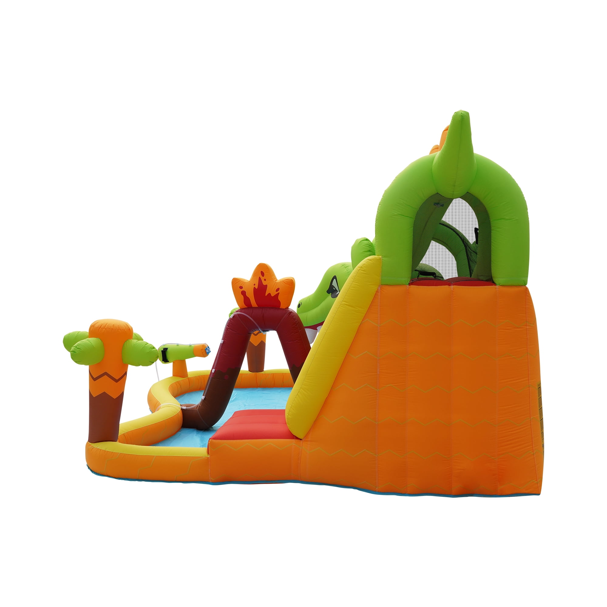 Inflatable Dinosaur Water Slide for Kids Ages 3-12, Backyard Water Park with Climbing Wall & Splash Pool, Blow Up Water Slide for Outdoor Summer Fun & Parties